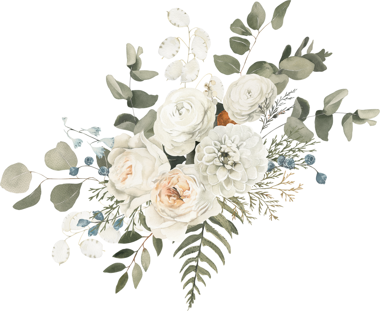 White Flower Bouquet Watercolor