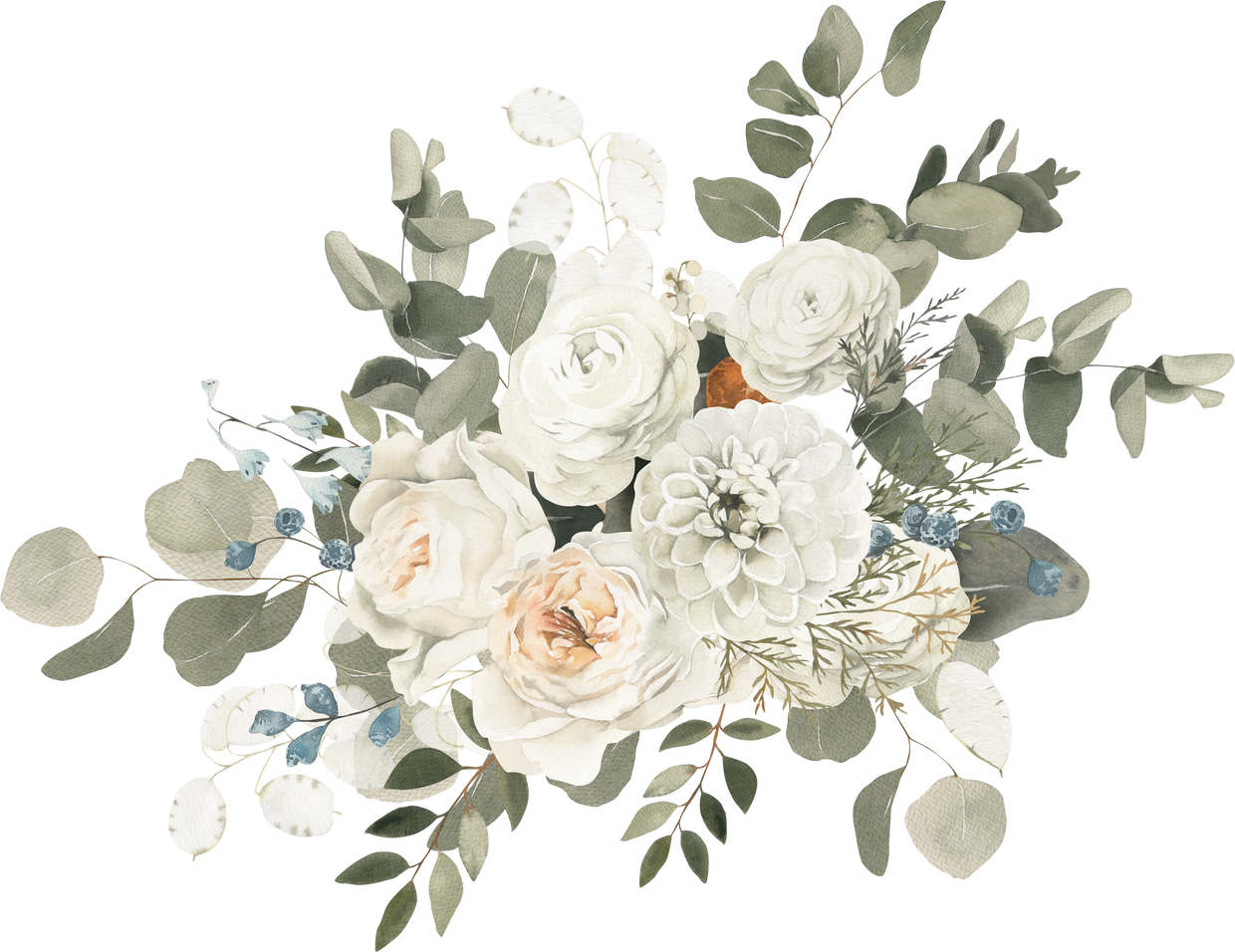 White Flower Bouquet Watercolor